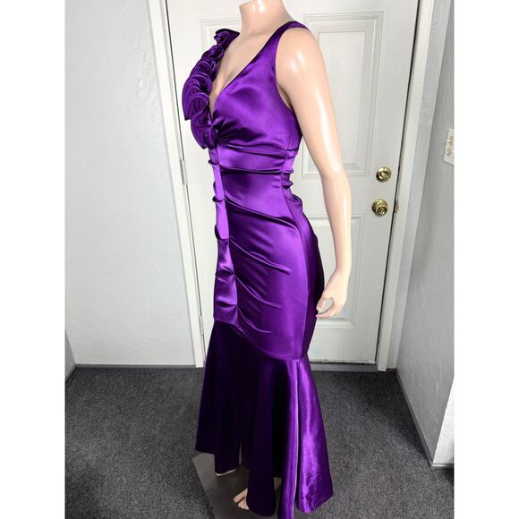 Y2K Vintage Dress Cache Evening 0 Maxi Prom Satin Movie Star Glam Mermaid CC6 - Picture 3 of 7